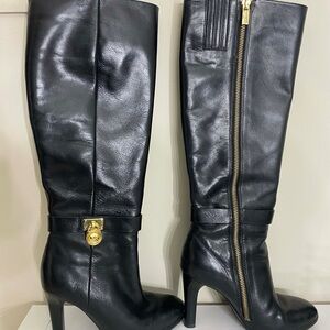 Michael Kors Black Leather Heeled Boots